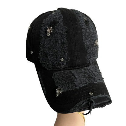 Rhinestone Distressed Baseball Cap