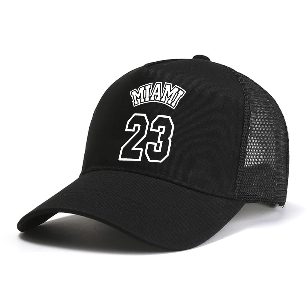 Men's Cap Black Miami 23 Printed Casual Sports Baseball Cap