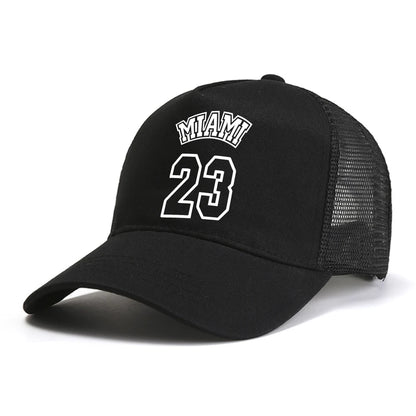 Men's Cap Black Miami 23 Printed Casual Sports Baseball Cap