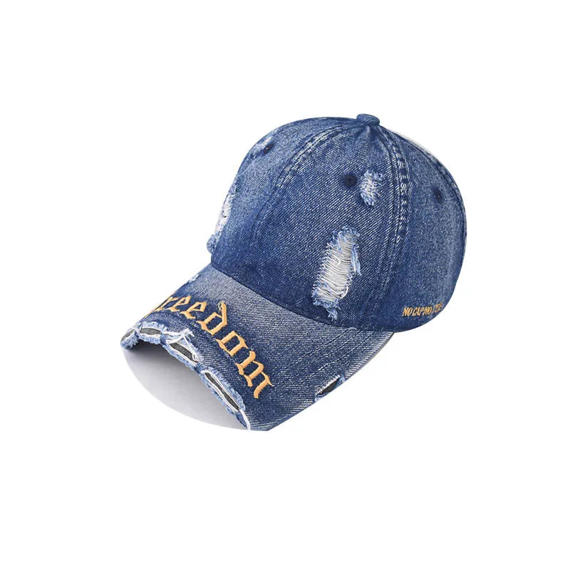 Fashion Denim Baseball Cap Distressed Vintage Cotton