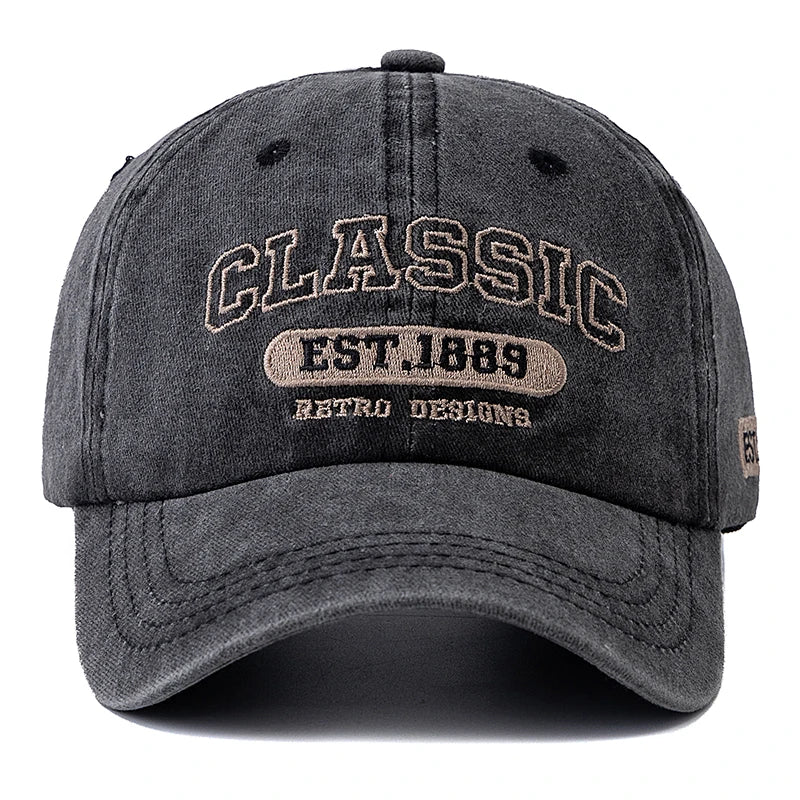 Retro Design Embroidery Classic 1889 Letter Baseball Cap