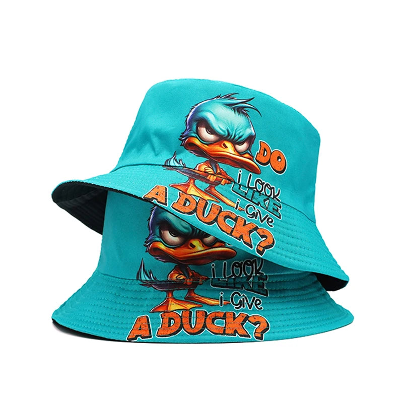 Bucket Hat Cartoon Duck Print Pattern Fisherman Hats Fashion Design Panama Cap for Men and Woman