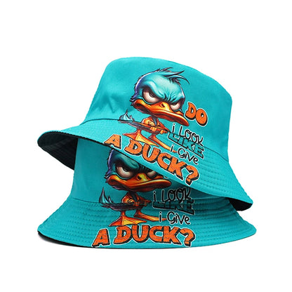 Bucket Hat Cartoon Duck Print Pattern Fisherman Hats Fashion Design Panama Cap for Men and Woman