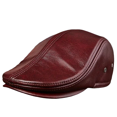 Genuine Leather Beret Hat For Men Warm Windproof Winter Cap