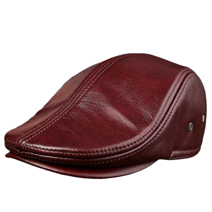 Genuine Leather Beret Hat For Men Warm Windproof Winter Cap