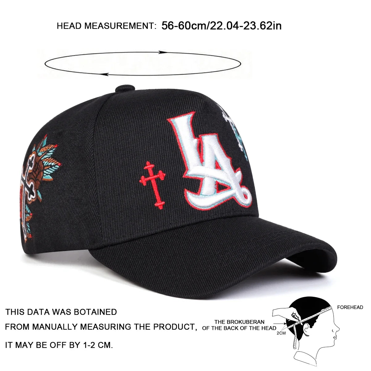 Unisex LA Letter Cross Embroidery Baseball Caps Spring and Autumn