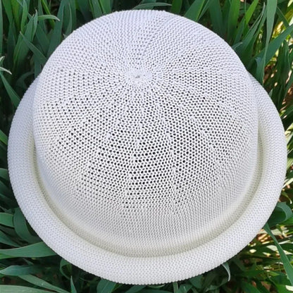 Women Straw Hat Spring Summer New Roll Brim Round Top Korean Style