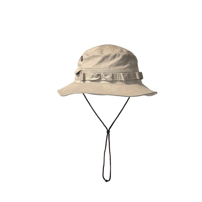 Newest Four Seasons Cotton Solid Bucket Hat With Small Pocket Fisherman Hat