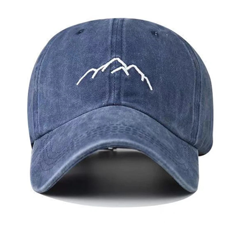 Unisex Washed Cotton Cap Mountain Embroidery Vintage Baseball Cap Men Women