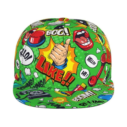 American Pop Art Comic Book Snapback Hat Flat Bill Hat Baseball Caps Adjustable Flat Brim Hip Hop Hats