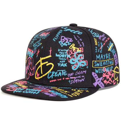 Unisex Black and white Letter Graffiti Printing Hip-hop Hats Spring Autumn