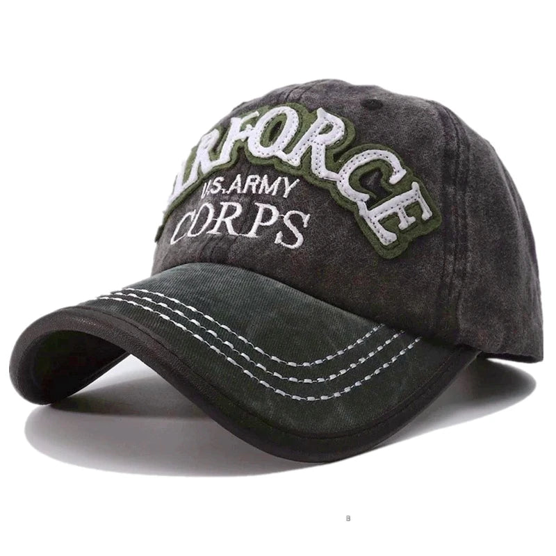 Unisex Cap U.S.ARMY Embroidery Vintage Leather Edging Baseball Cap Men Women