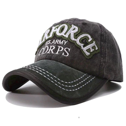 Unisex Cap U.S.ARMY Embroidery Vintage Leather Edging Baseball Cap Men Women