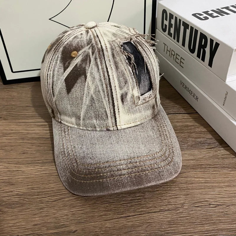 Men's Vintage Distressed Denim Baseball Cap