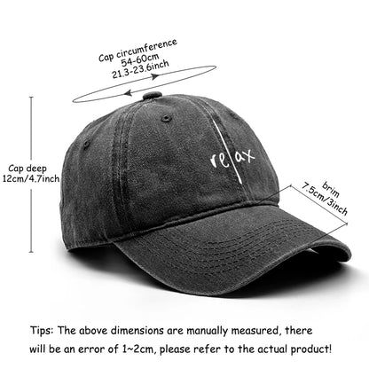 Washed Cotton Snapback Baseball Hat Artistic Text Relax Snapback Hat