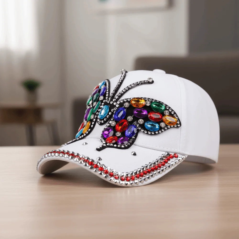 Casual Butterfly Diamond Baseball Cap Adjustable Visors
