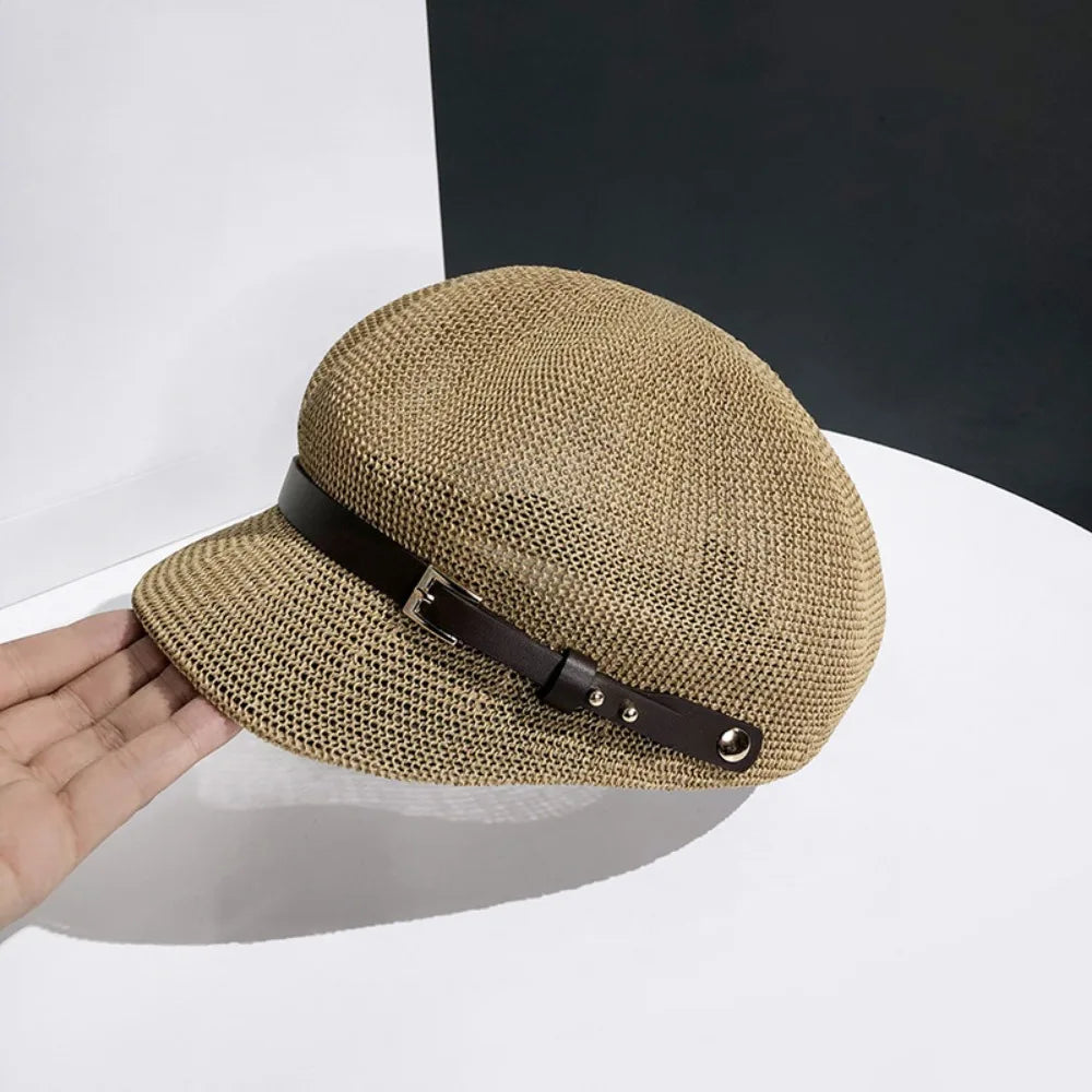 New Breathable Women's Beret Thin Knitted Octagonal Hat