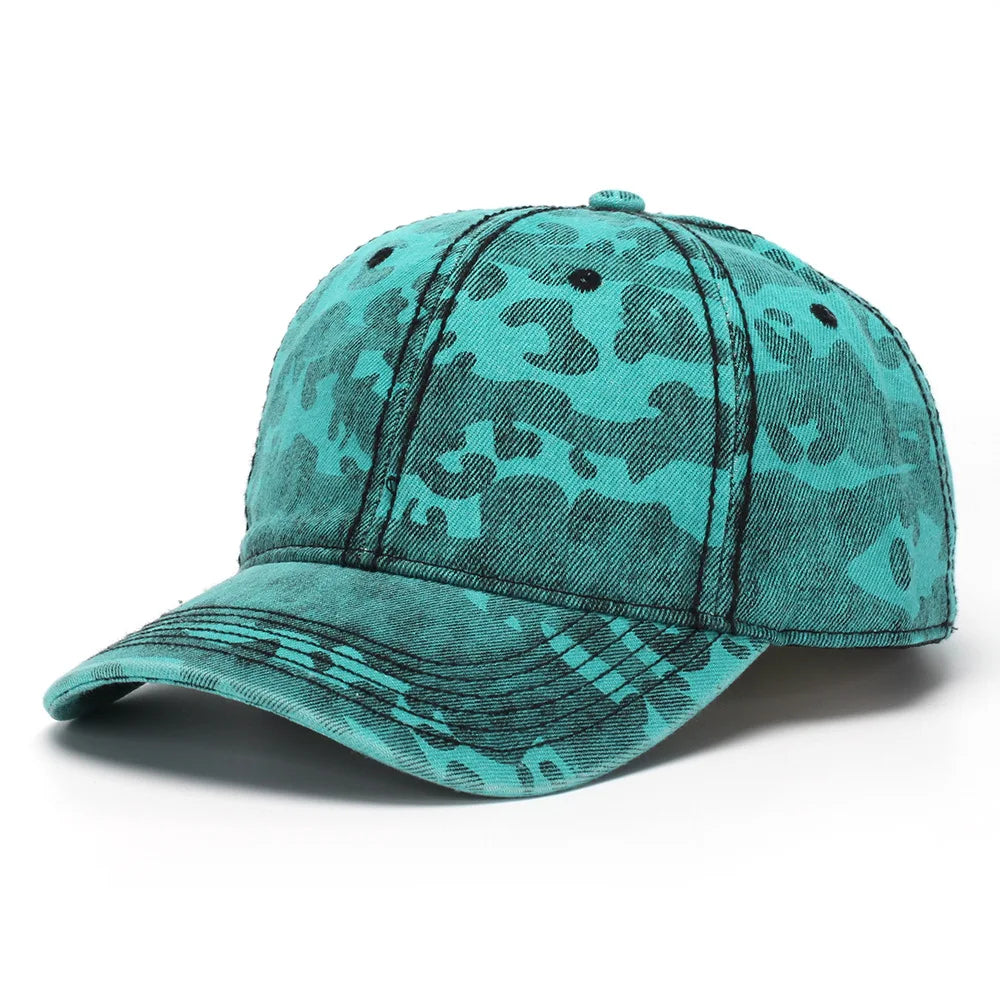 New Spring and Autumn Washed Leopard Print Baseball Cap All Cotton Camouflage Duckbill Cap Fashionable
