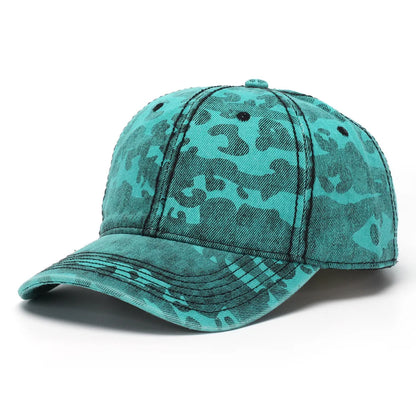New Spring and Autumn Washed Leopard Print Baseball Cap All Cotton Camouflage Duckbill Cap Fashionable