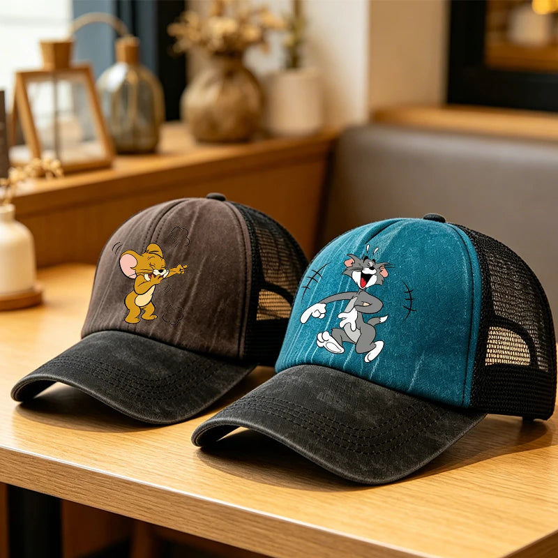 New Tom and Jerry Retro Hat Cartoon Baseball Cap Man Women Adjustable Baseball Hat Children Cute Sun Hat