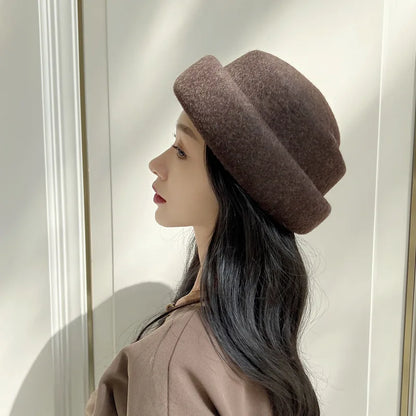 Japanese Retro White Black Brown Camel Wool Beret Women's Autumn And Winter