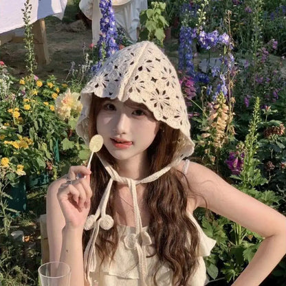 Handmade Hollow Crochet Hats For Women Knitted Beanies Cap