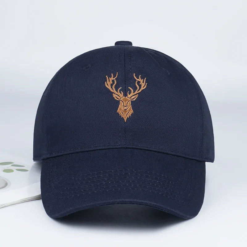 Golden Deer Head Embroidered Baseball Cap