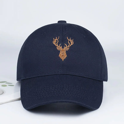 Golden Deer Head Embroidered Baseball Cap
