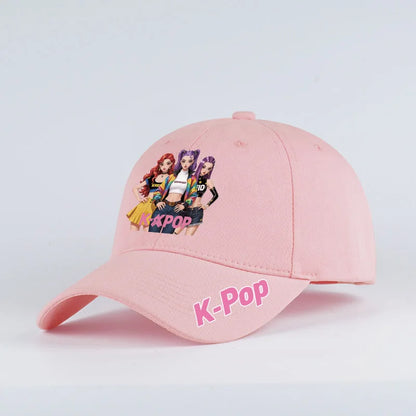 K-Pop Anime Girl Print Black Baseball Cap