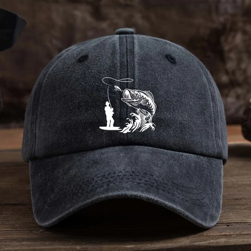 Funny Fishing Print Baseball Cap Breathable Six-Panel Outdoor Hat