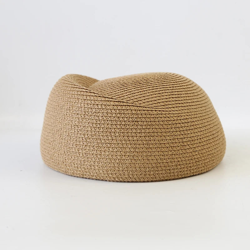 Straw Pillbox Hat Summer Beret Sun Hats