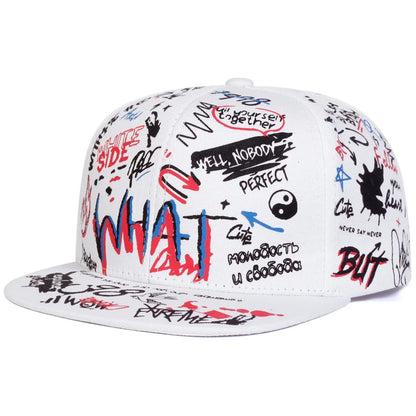 Unisex WHAT Graffiti Print Hip Hop Hats Fashion Spring Autumn Outdoor Adjustable Casual Sunscreen Hat