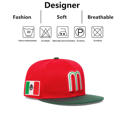 Unisex M Letter Side Brazilian Flag Embroidery Hip-hop Hats Spring Autumn Outdoor Snapback Caps