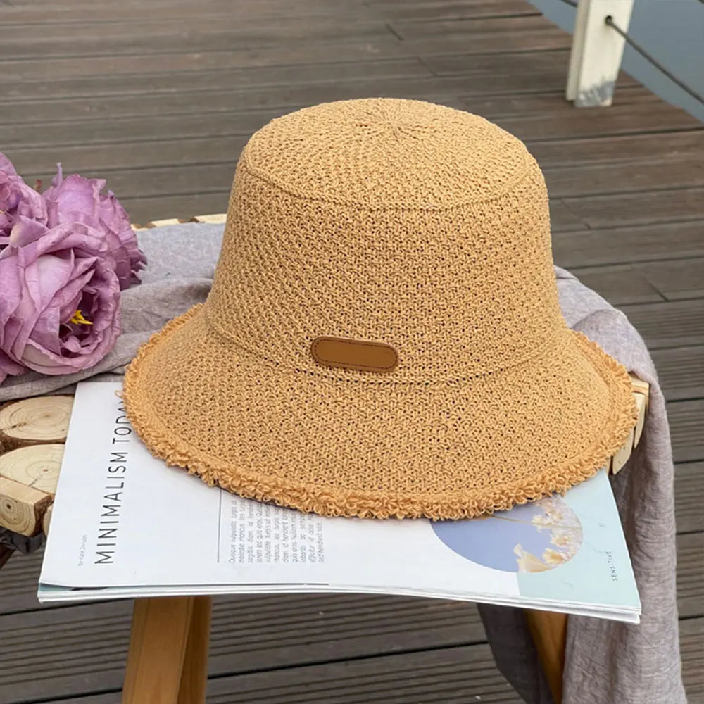Korean Straw Hat Summer Women Sun Protection Bucket Hat