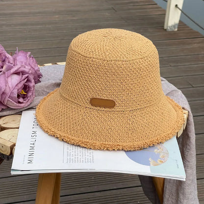 Korean Straw Hat Summer Women Sun Protection Bucket Hat
