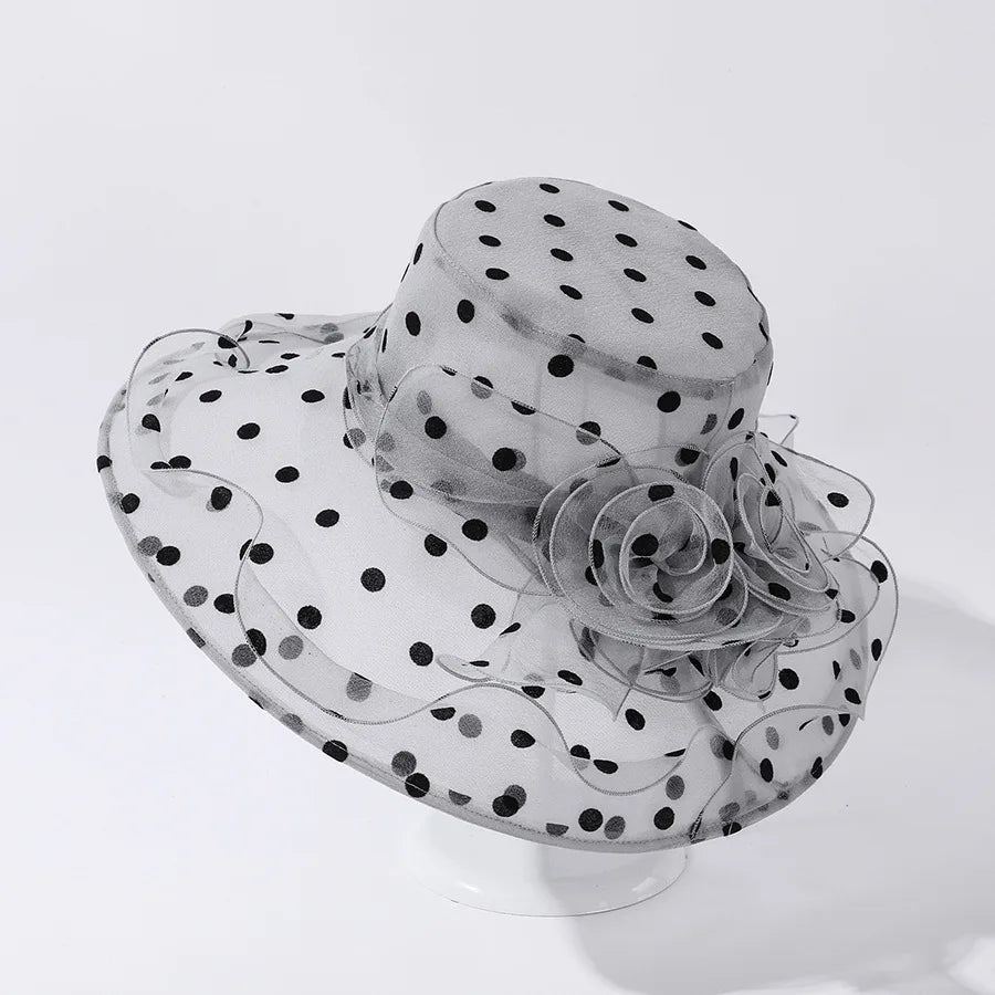 Unique Design Organza Sun Hats For Women Wide Brim