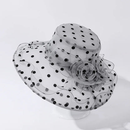 Unique Design Organza Sun Hats For Women Wide Brim