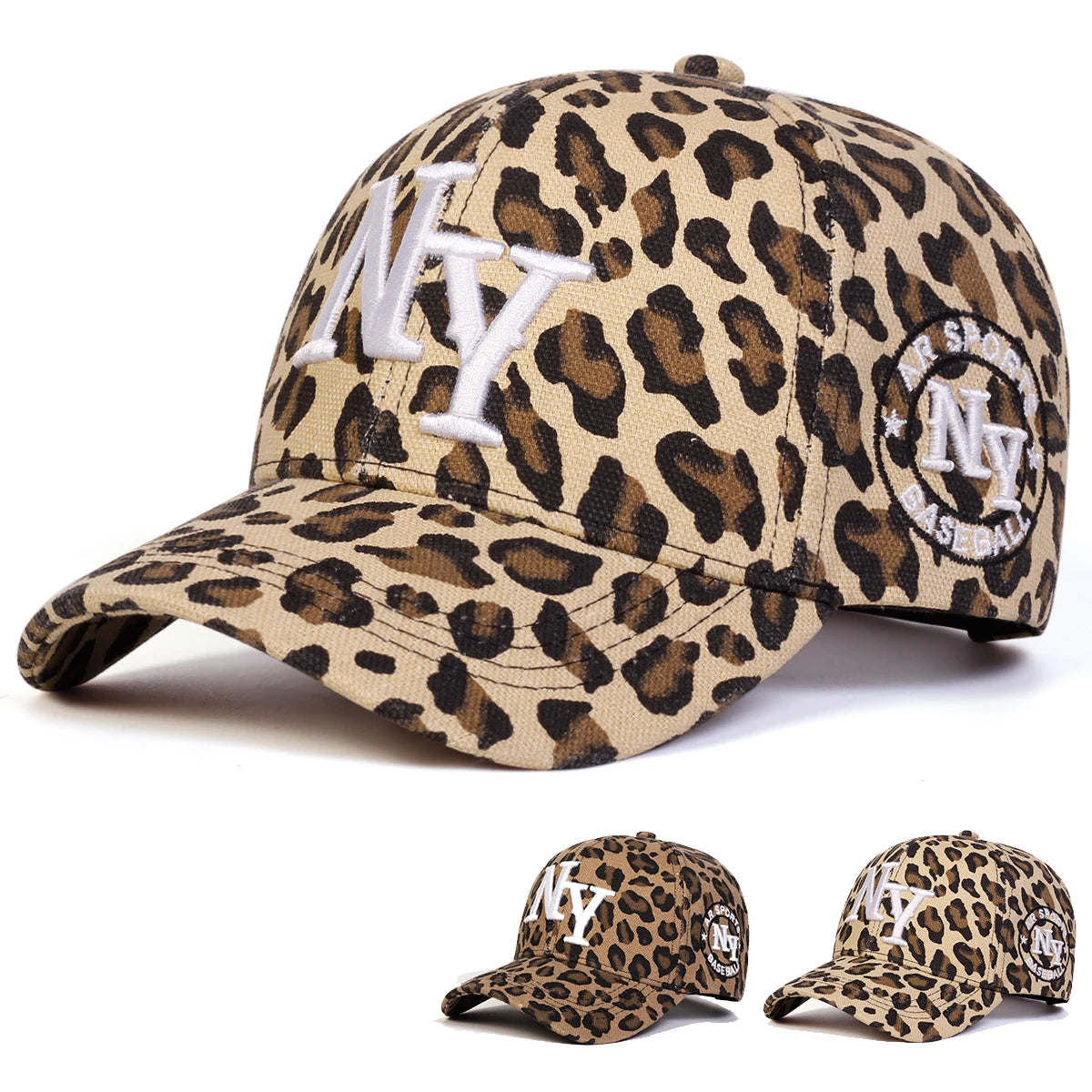 Unisex Letter Embroidery Leopard Print Baseball Caps Spring and Autumn