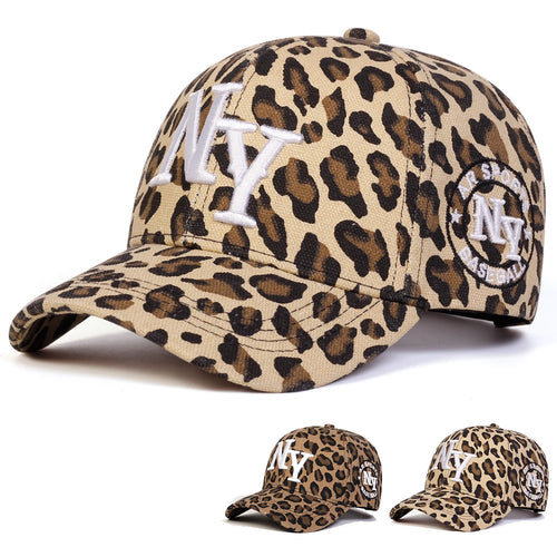 Unisex Letter Embroidery Leopard Print Baseball Caps Spring and Autumn