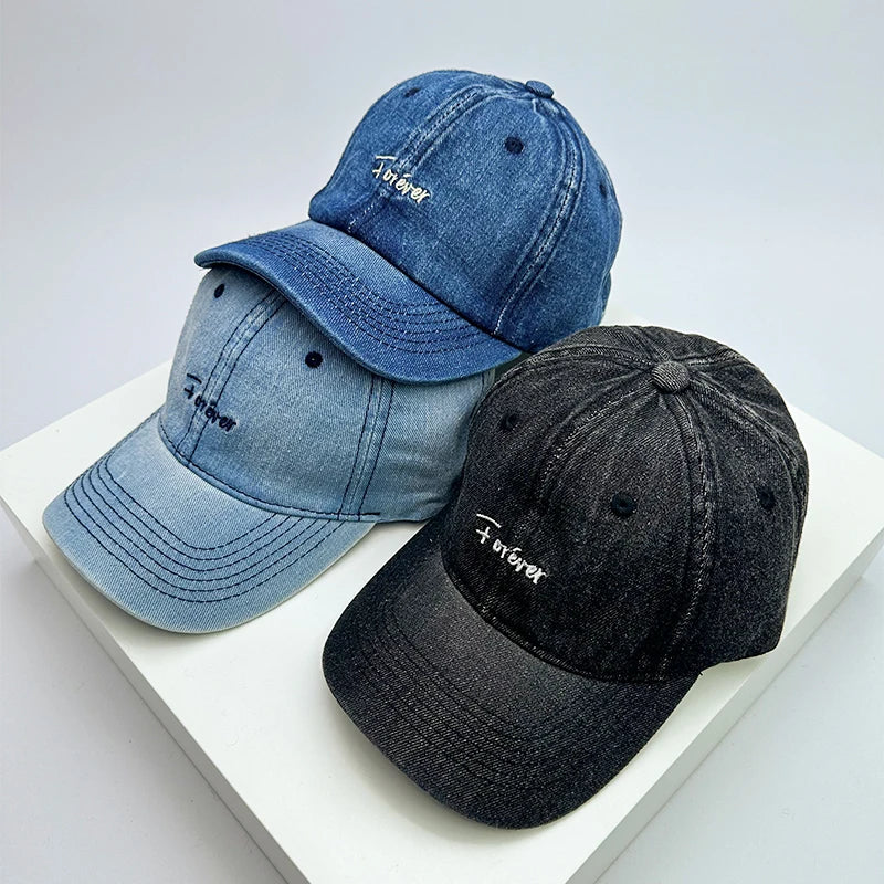 Retro Men Women Baseball Hats Cotton Embroidery Washing