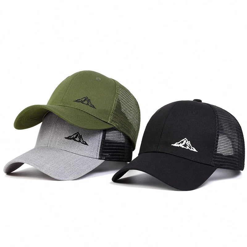 Unisex Mountain Range Embroidery Baseball Net Caps Spring and Summer