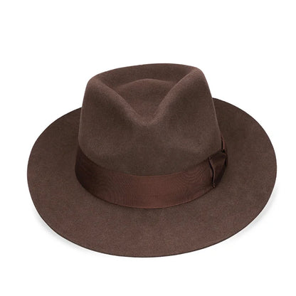 New British 100% Wool Felt Hat Men Fedora Big Size Raw Edge Brim Satin Lined Gangster Hat