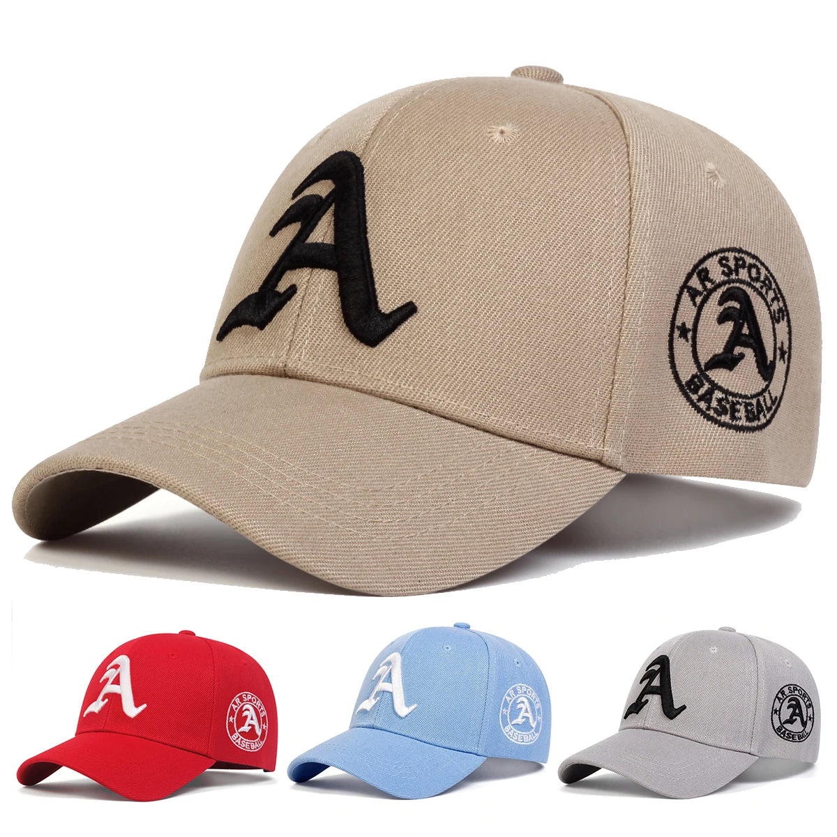 Unisex Gothic Letter A Embroidery Baseball Caps Autumn Outdoor Adjustable Casual Hats Sunscreen Hat