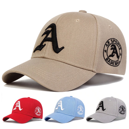 Unisex Gothic Letter A Embroidery Baseball Caps Autumn Outdoor Adjustable Casual Hats Sunscreen Hat