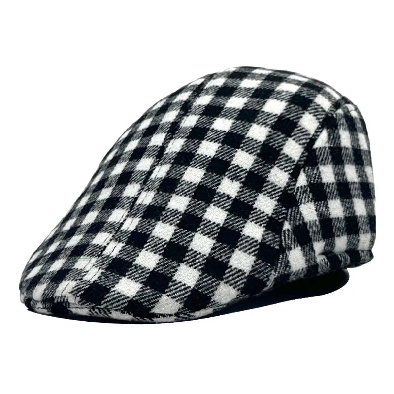 New Houndstooth Beret British Retro Forward Hat