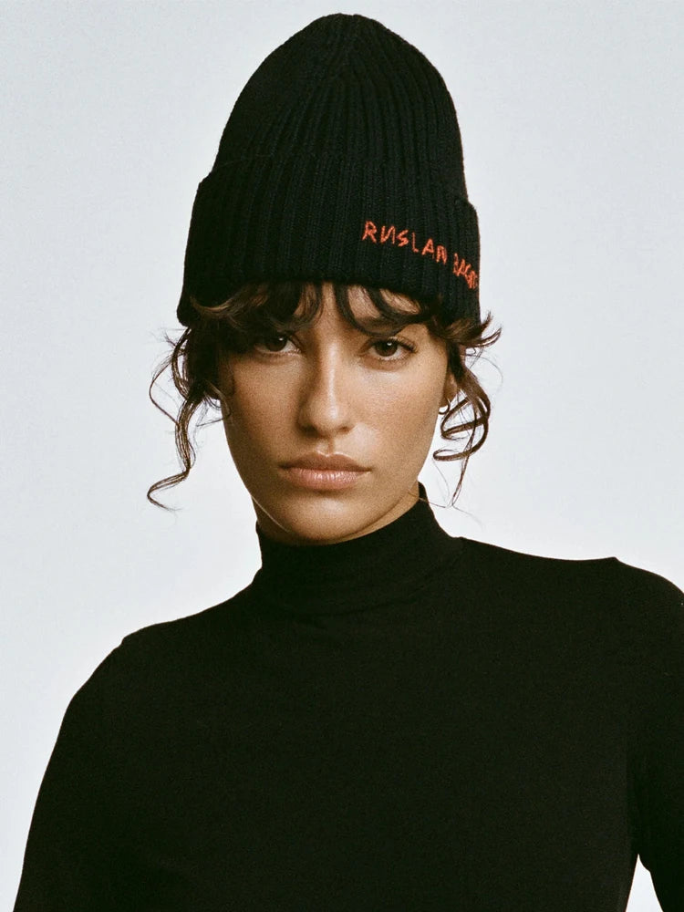 Winter Wool Knit Beanie Hat For Men And Women Thick Warm Embroidered Letter