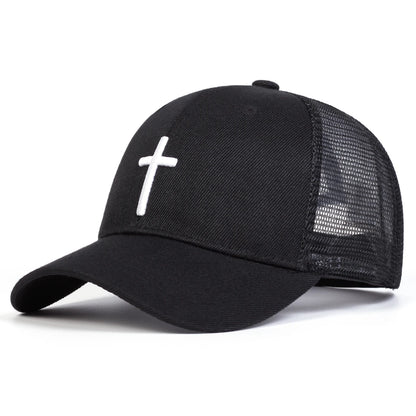 Unisex Cross Embroidery Baseball Net Caps Hip Hop Cap Spring Summer
