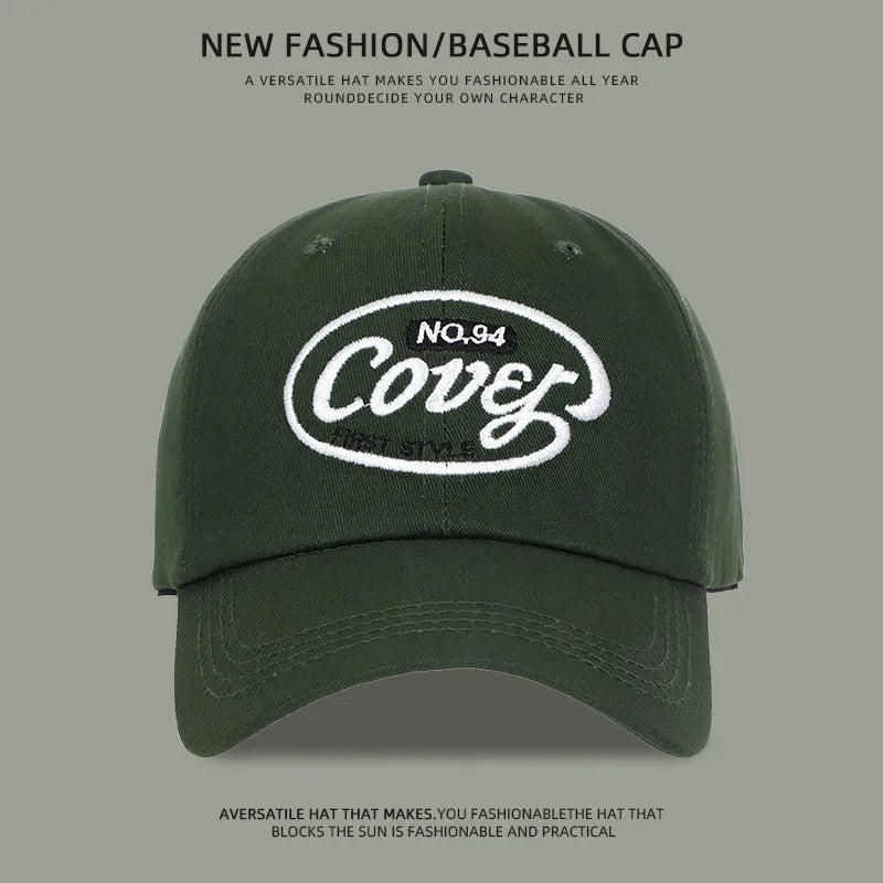 Retro Washed Cotton Embroidered Baseball Cap for Women Men