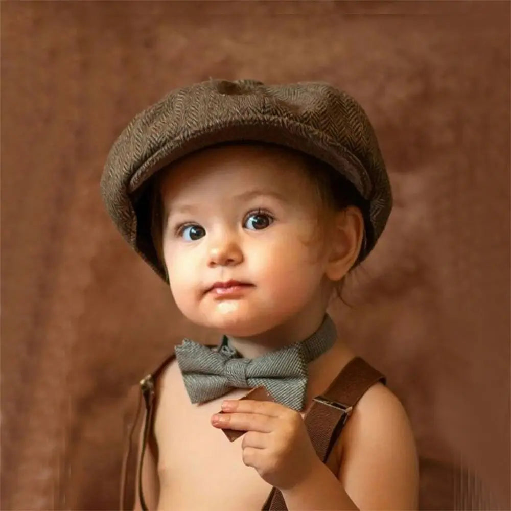 New Tweed Kids Beret Cap Vintage Style Cute Retro Newsboy Hat