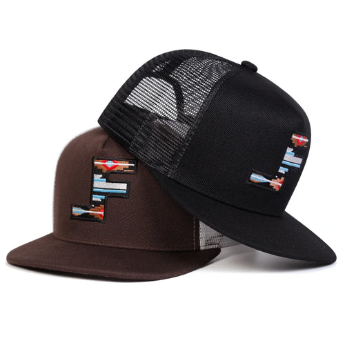 Unisex F Letter Embroidery Hip-hop Net Hats Spring and Summer Sports Cap
